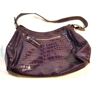 Nine West Deep Grape Purple Faux Alligator Leather Skin Purse/Bag